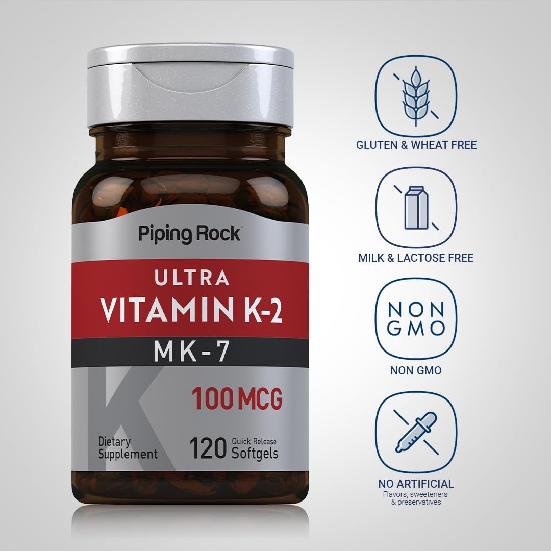 Piping Rock Ultra K2 with MK-7 100 mcg 120 Softgels - görsel 3