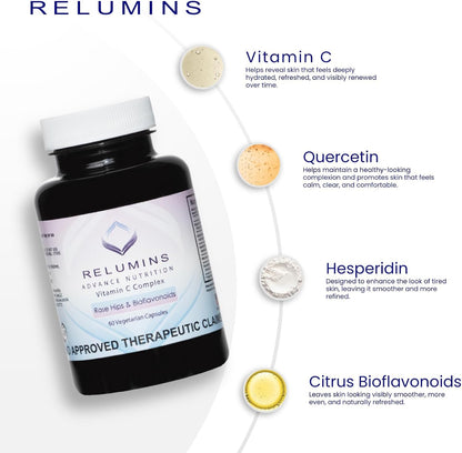 Relumins Advanced Vitamin C Supplement with Rose Hips - 1000mg, 60 Capsules