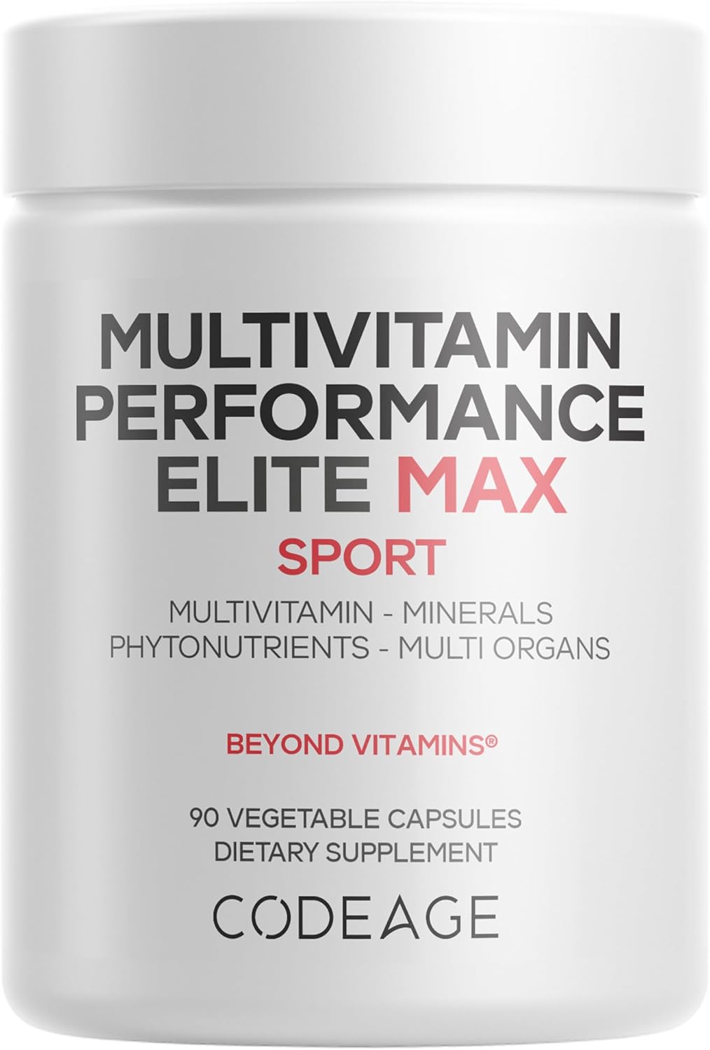 Codeage Multivitamin Performance Elite Max – Daily Multivitamin with Vitamins A, B Complex, C, D3, E & Vitamin K (MK-4, MK-7), Minerals, Botanicals, Grass-Fed Organ Blend & Lutein – 90 Capsules - görsel 1
