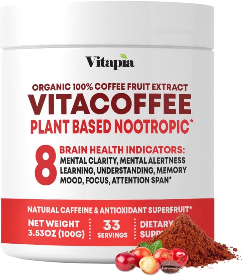 Vitacoffee Coffee Fruit Powder for Alertness, Concentration, and Antioxidant Support – 100g (33-Day Supply) – Non-GM, Gluten-Free, Vegan - görsel 1