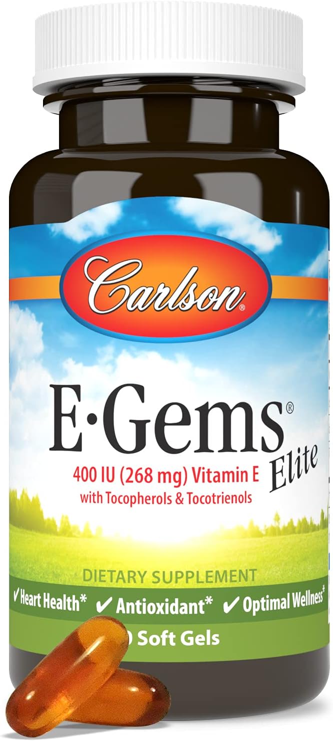 Carlson E-Gems Elite, 400 IU Vitamin E with Tocopherols and Tocotrienols, 60 Soft Gels - görsel 5