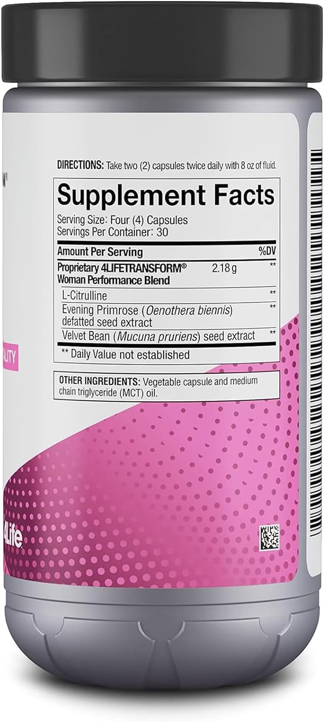 4Life Transform Woman Wellness Support – L-Citrulline, Velvet Bean, Evening Primrose – 120 Veggie Capsules - görsel 2