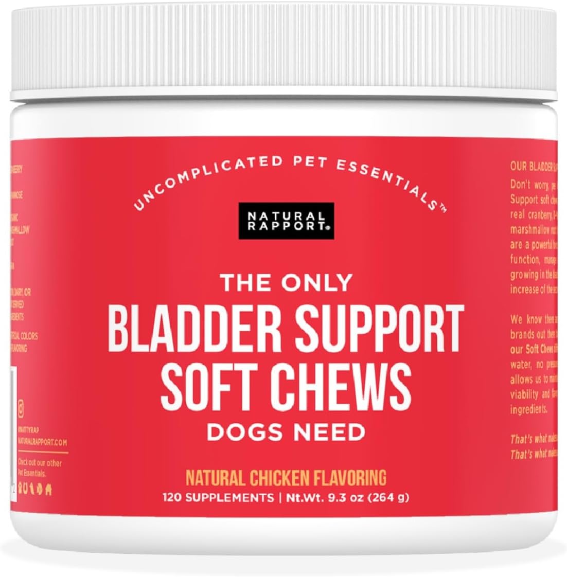Natural Rapport Dog Bladder Support Chews with Cranberry and D-Mannose, 120 Count - görsel 1