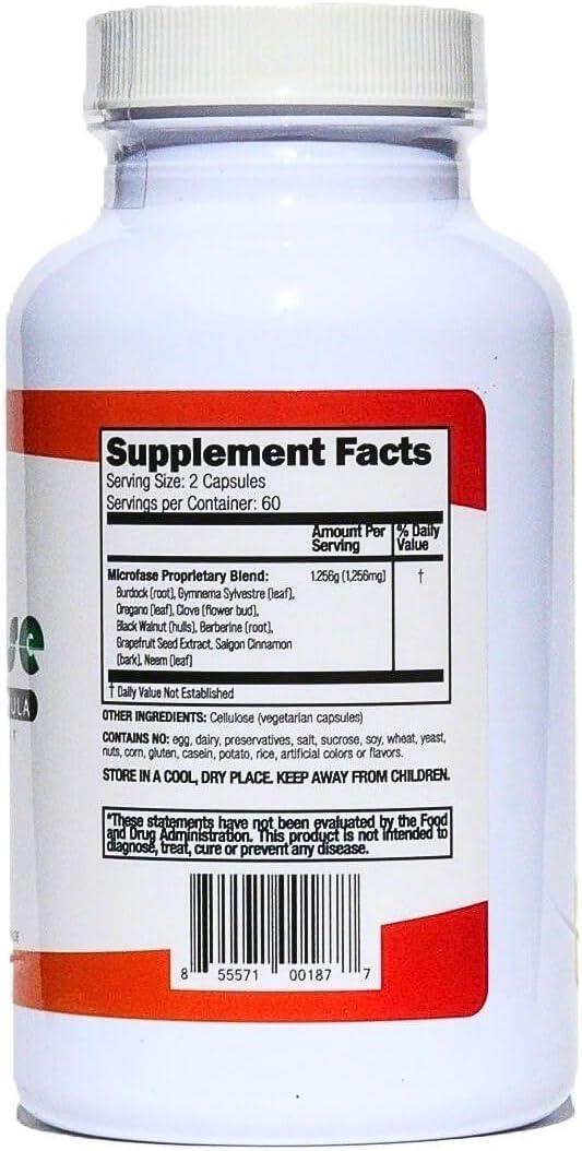 Microfase Premium Herbal Formula - Intestinal Support for Humans and Pets - 120 Capsules - görsel 2