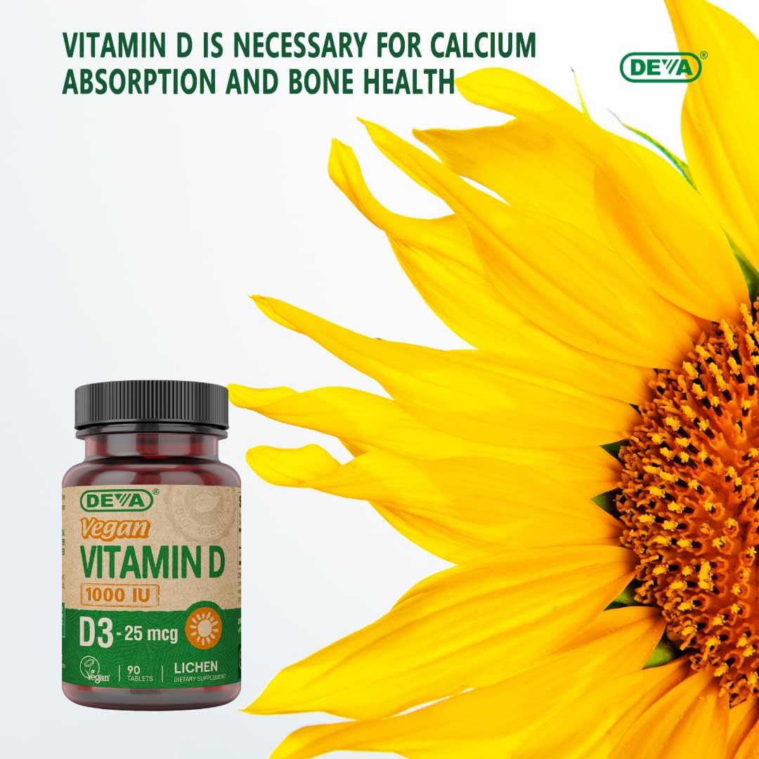 DEVA Vegan Vitamin D3 1000 IU - Plant-Based Cholecalciferol, 90 Tablets - görsel 6