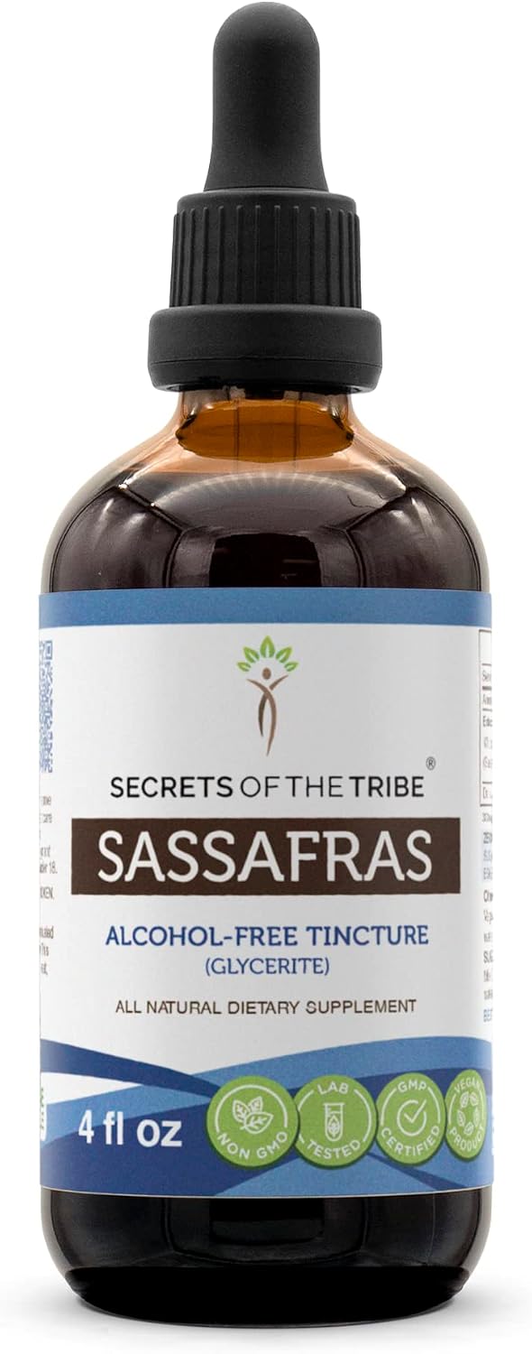 Secrets of the Tribe Sassafras Tincture - Alcohol-Free Extract, Sassafras albidum Dried Root Bark, 2 oz (60 ml) - görsel 6
