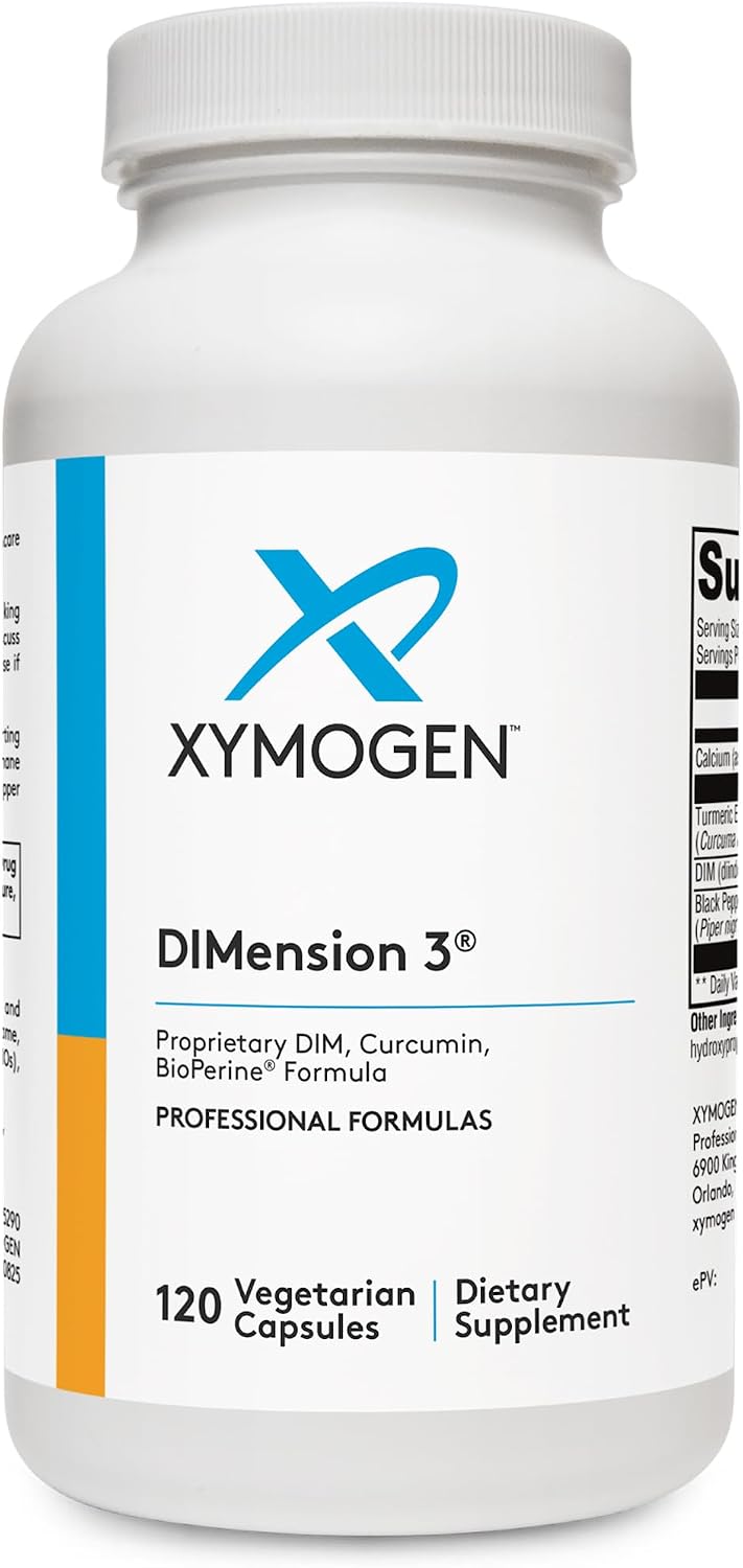 XYMOGEN Dimension 3 - DIM Supplement for Hormonal Balance and Oestrogen Metabolism Support with Curcumin and BioPerine - Gluten-Free - 240 Capsules - görsel 8