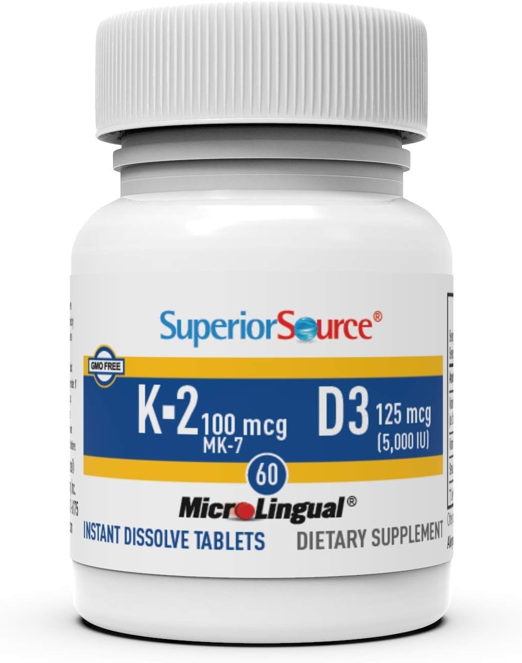 Superior Source Vitamin D3 5,000 IU with K2 (MK-7) 100 mcg - MicroLingual Quick Dissolve Tablets, 60 Count - görsel 4