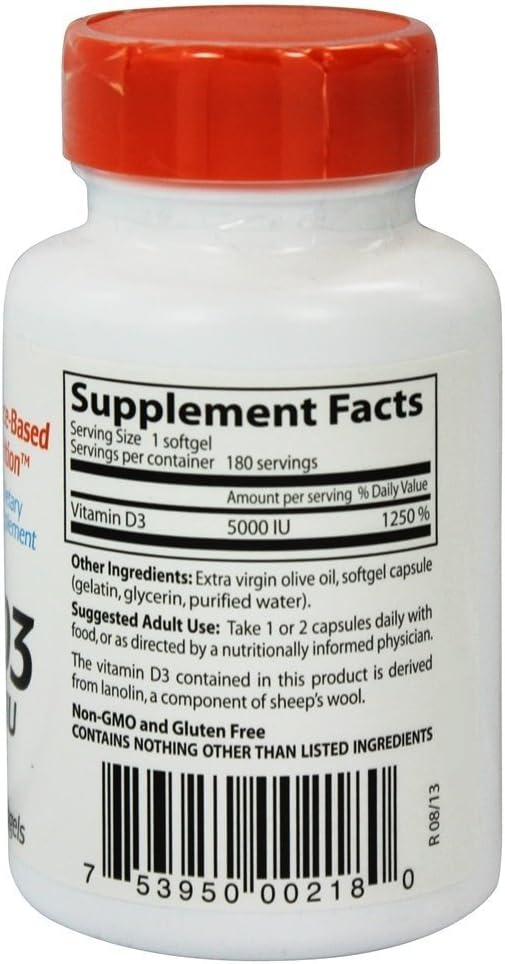 Doctor's Best Vitamin D3 5000 IU - 180 Softgels - görsel 2