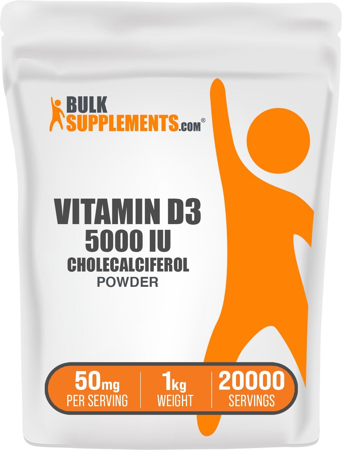 BulkSupplements.com Vitamin D3 Powder - Cholecalciferol, 5000 IU (125 mcg) per Serving, Gluten-free, 500g - görsel 7