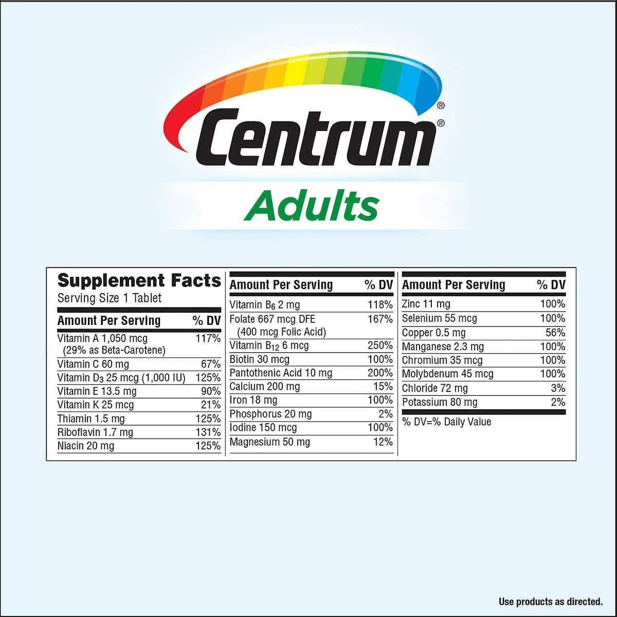 Centrum Adult Multivitamin and Multimineral Supplement, 425 Tablets - görsel 2