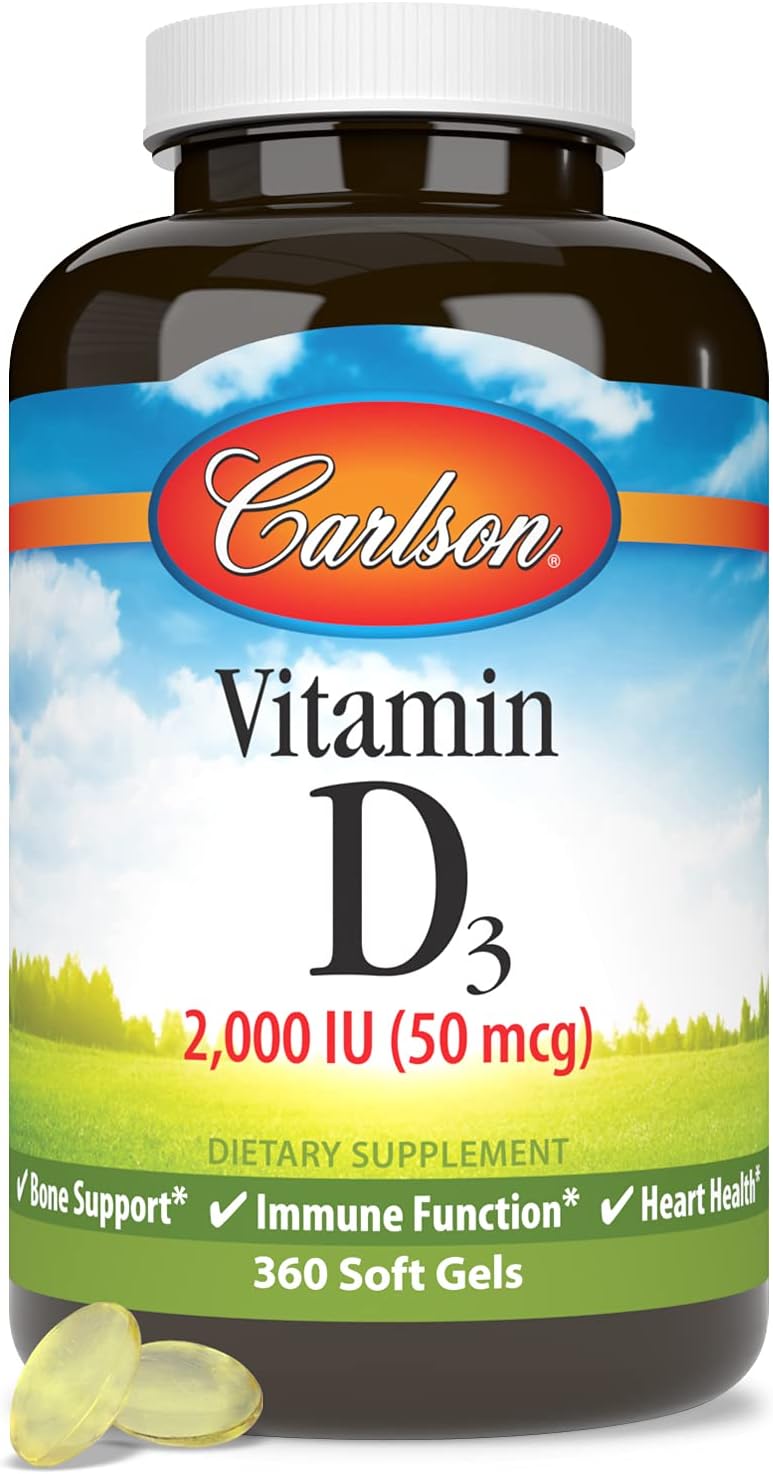Carlson Vitamin D3, 2000 IU (50 mcg), for Bone and Muscle Health, Cholecalciferol, Vitamin D Supplement, Vitamin D3 Softgels, 360 Softgels - görsel 5
