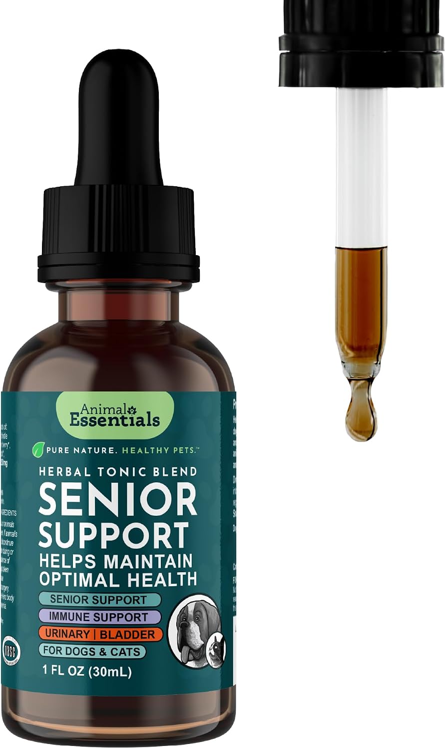 Animal Essentials Senior Support for Dogs & Cats Supplement - Milk Thistle & Herbal Blend, 30 ml - görsel 1