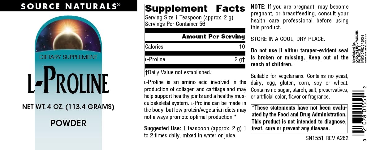 Source Naturals L-Proline Powder - 113g - görsel 4