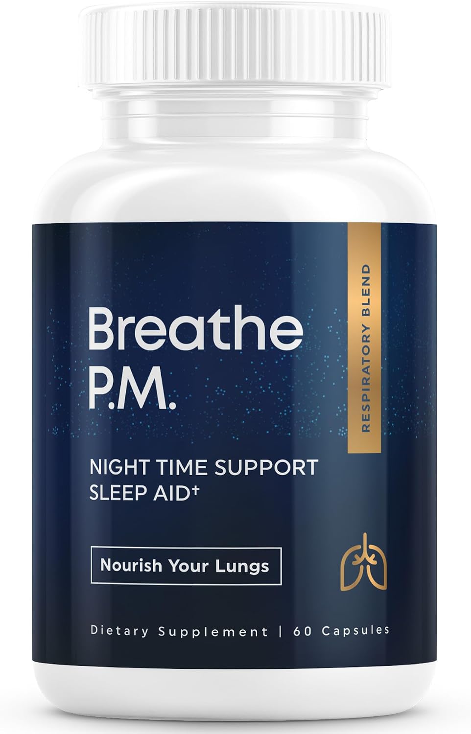 BREATHE PM Nighttime 6-in-1 Mullein Capsules for Lung Support (60 Capsules) - görsel 1