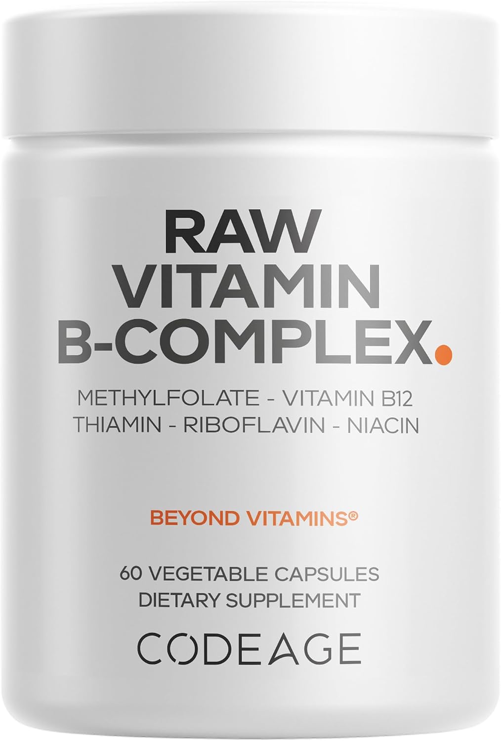 Codeage Raw Vitamin B-Complex Supplement - Essential B Vitamins with Probiotics, Digestive Enzymes, Fruits & Vegetables - 2-Month Supply - Methylfolate - Biotin - Vitamin B12 - Non-GMO - 60 Capsules - görsel 1