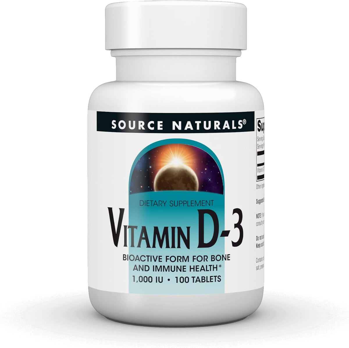 Source Naturals Vitamin D3 1000 IU (25 mcg) - 100 Tablets - görsel 1