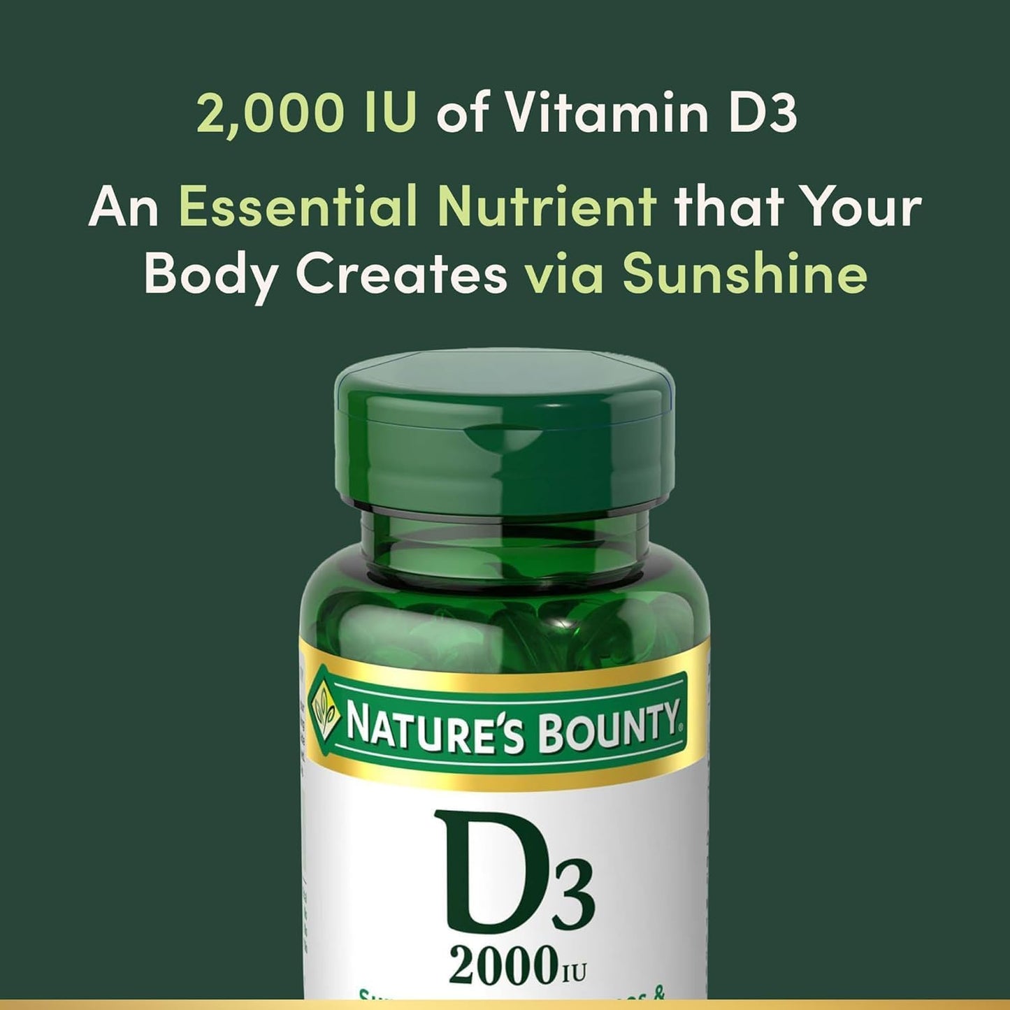 Nature's Bounty Vitamin D3 2000 IU Softgels, 150 Softgels (Pack of 4) - görsel 5