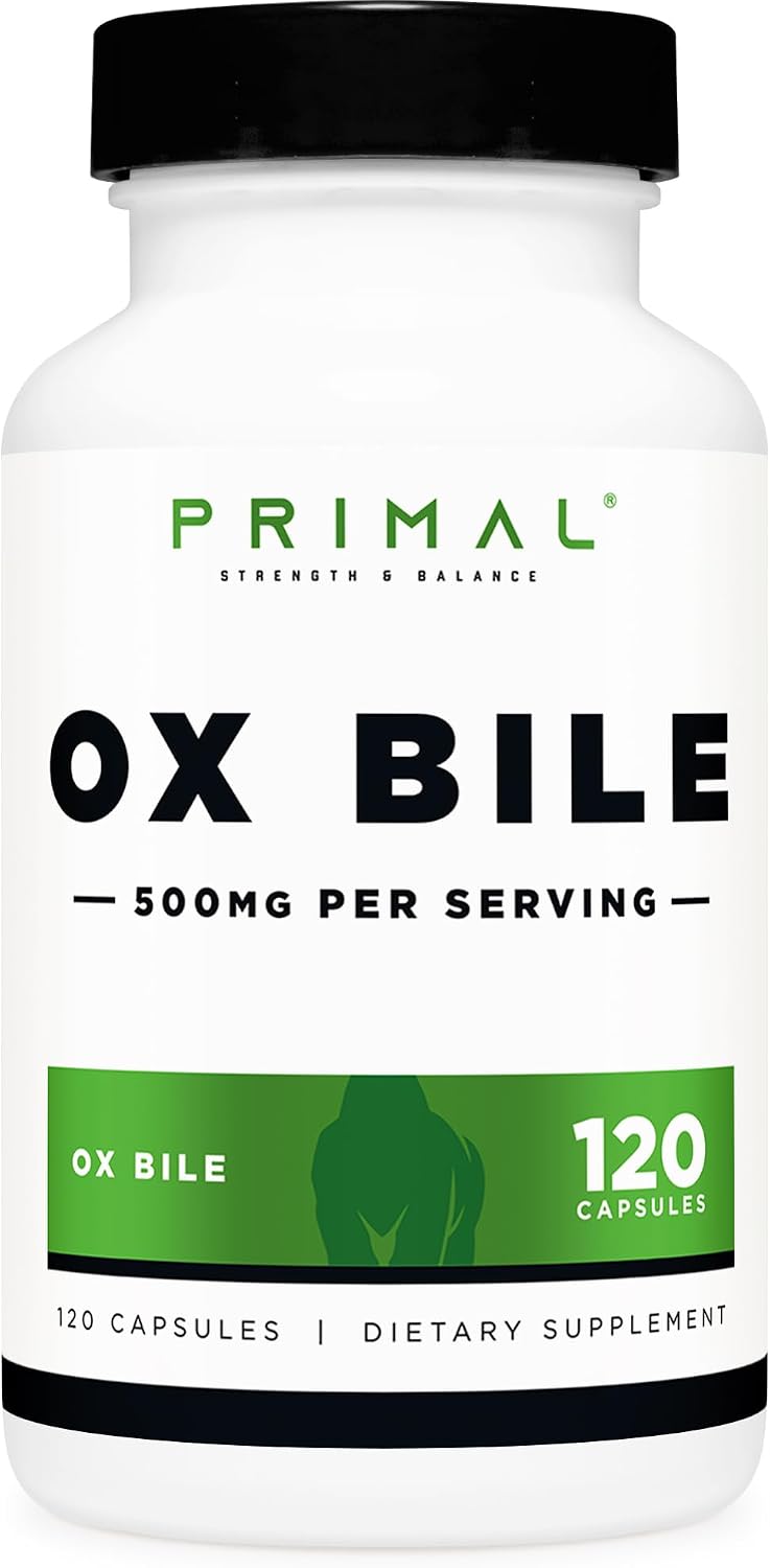 Primal Ox Bile (120 Capsules, 500 mg per Serving) - Gluten-Free, Non-GM, Independently Tested - görsel 1