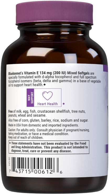 Bluebonnet Vitamin E 200 IU Mixed Softgels - 100 Count