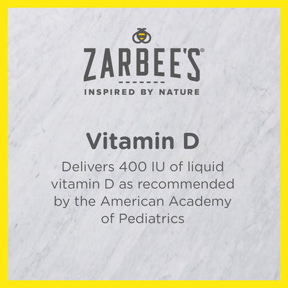 Zarbee's Vitamin D Drops for Infants, 400IU (10mcg) Baby & Toddler Liquid Supplement, New-born & Up, Dropper Syringe Included, Pack of 2 0.47 Fl Oz Bottles