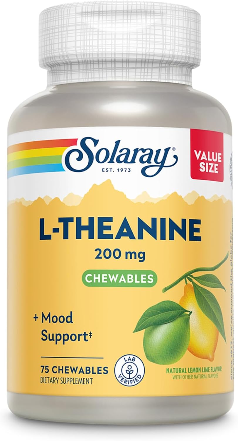 SOLARAY L-Theanine 200mg with Vitamin B6 - Mood Support Chewable Tablets - görsel 1