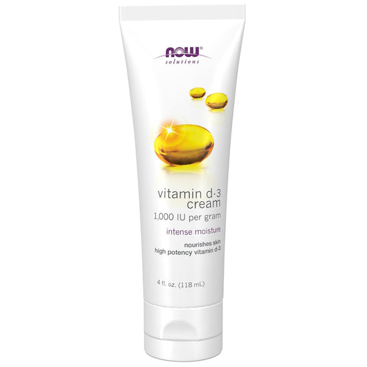 NOW Solutions Vitamin D-3 Cream 1,000 IU per Gram, High-Potency, Intense Moisture, 113 g