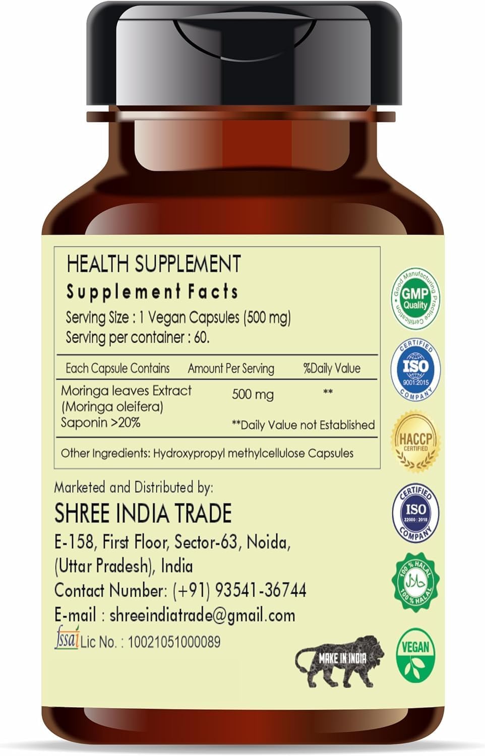 AYURVEDASHREE Moringa Extract 500mg - 60 Vegetarian Capsules - görsel 2