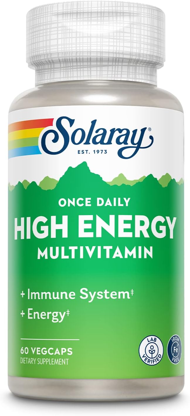 SOLARAY Once Daily High Energy Multivitamin - No Iron, Whole Food & Herb Base, 60 VegCaps - görsel 1