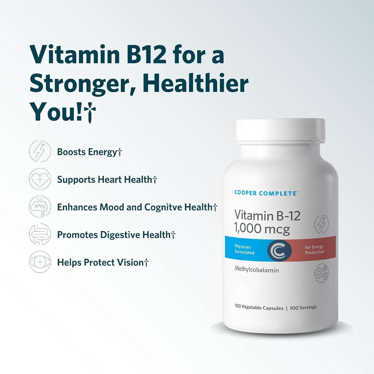 Cooper Complete Vitamin B12 1000 mcg, Methylcobalamin, 200 Capsules - görsel 4