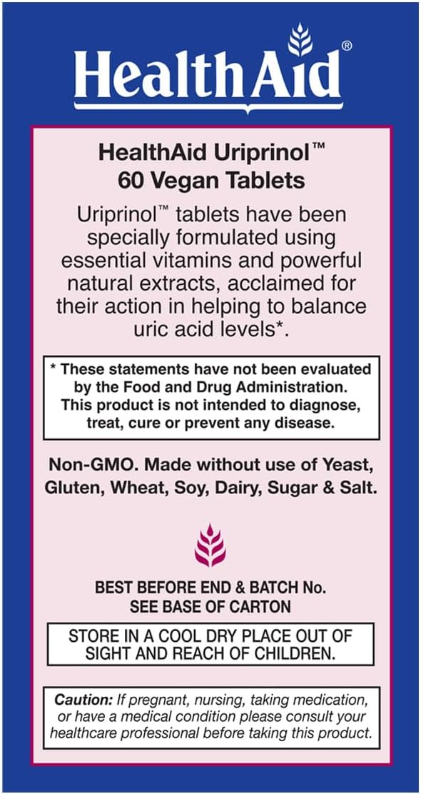 HealthAid Uriprinol 60 Tablets – Uric Acid Support with Montmorency Cherry, Celery Seed, Turmeric & Banaba Leaf - görsel 3