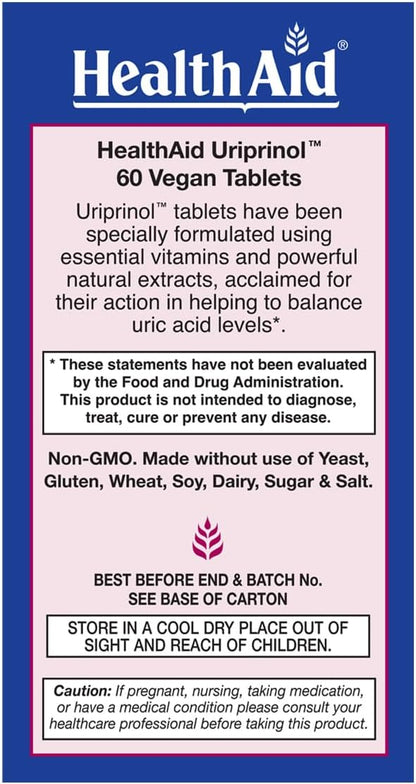 HealthAid Uriprinol 60 Tablets – Uric Acid Support with Montmorency Cherry, Celery Seed, Turmeric & Banaba Leaf