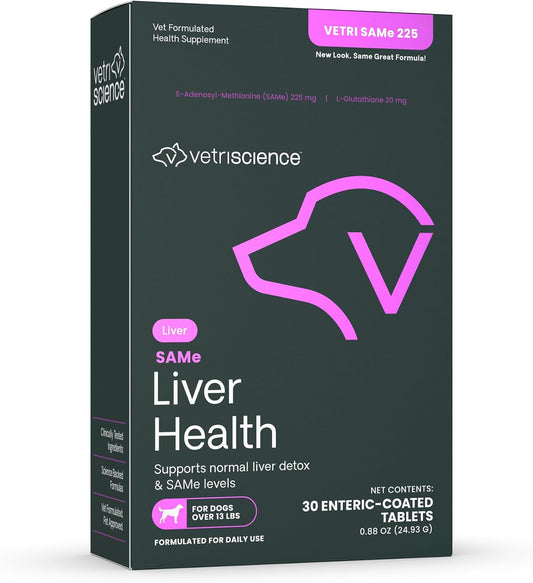 VetriScience SAMe Liver Health Tablets, 225 mg, for Medium and Large Breed Dogs, 30 Tablets