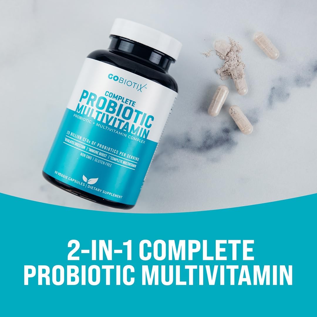 GOBIOTIX Multivitamin with Probiotics and Digestive Enzymes - 25 Billion CFU - Digestive Health for Women and Men - Gluten-free - 90 Capsules - görsel 3