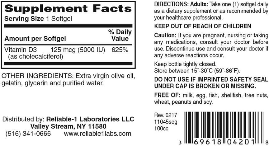 Vitamin D3 5000 IU High Potency Softgels – 100 Capsules per Bottle, Pack of 12 - görsel 2