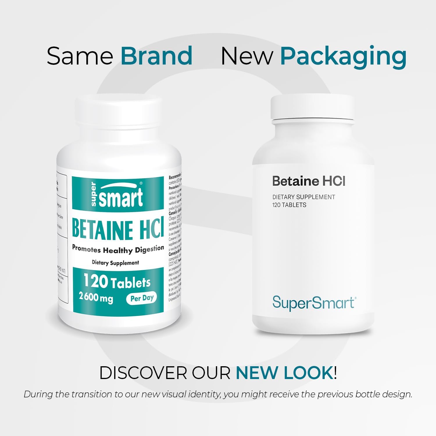 Supersmart Betaine HCl 2600 mg – Hydrochloric Acid Formula for Healthy Digestion, Non-GMO & Gluten-free – 120 Tablets - görsel 2