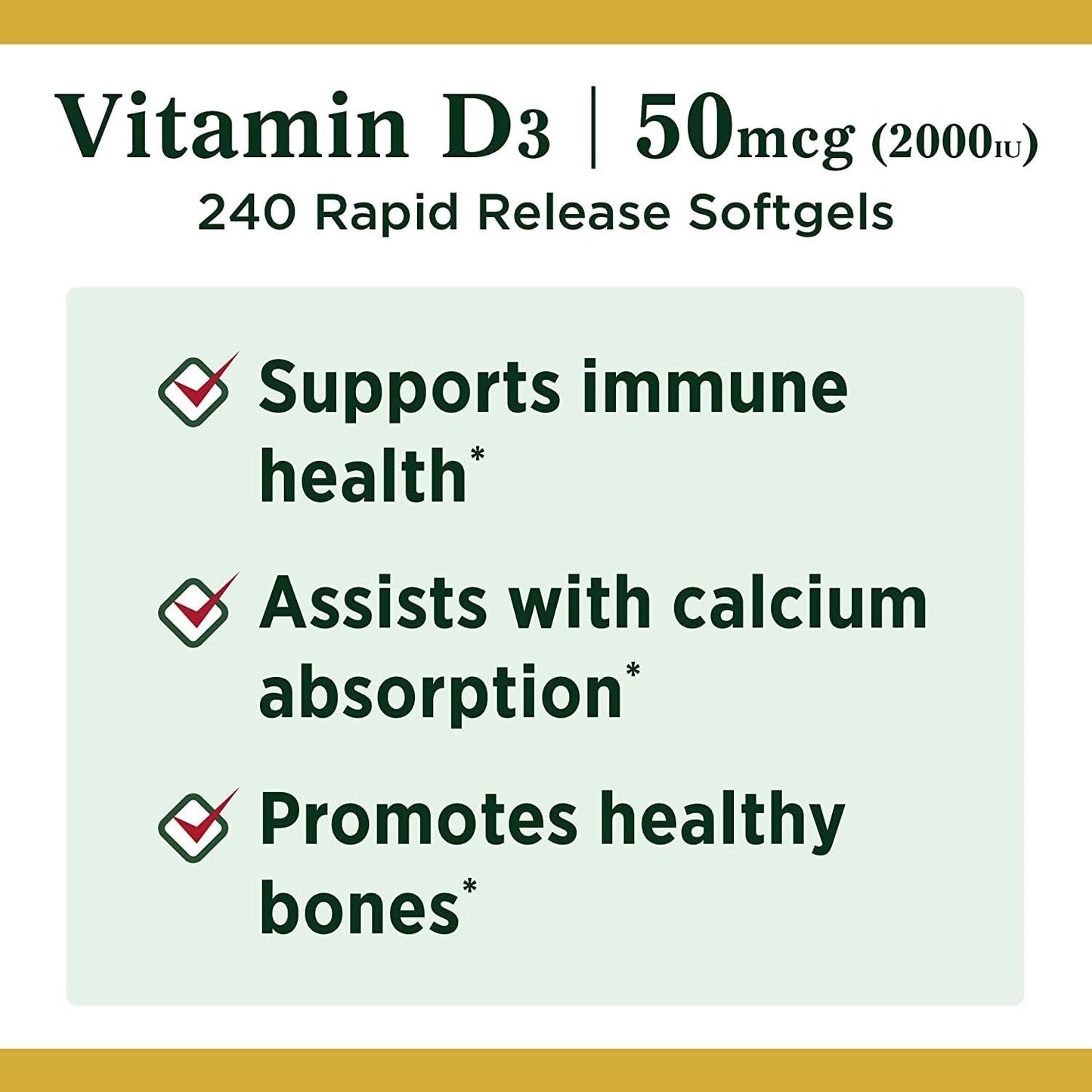 Nature's Bounty Vitamin D 2000 IU Softgels - görsel 3
