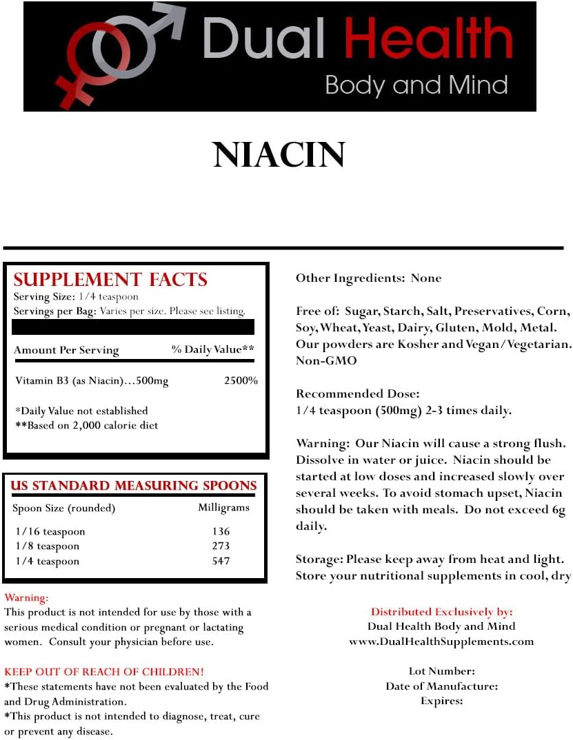 Niacin Powder (2.2 lbs - 1 kg) - Vitamin B3 Bulk Supplement - Immediate Release Nicotinic Acid with Flush - Non-GM, Vegan, Gluten-free - görsel 2