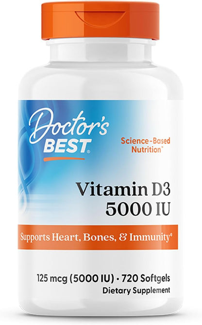 Doctor's Best Vitamin D3 5000 IU Softgels – 360 Softgels
