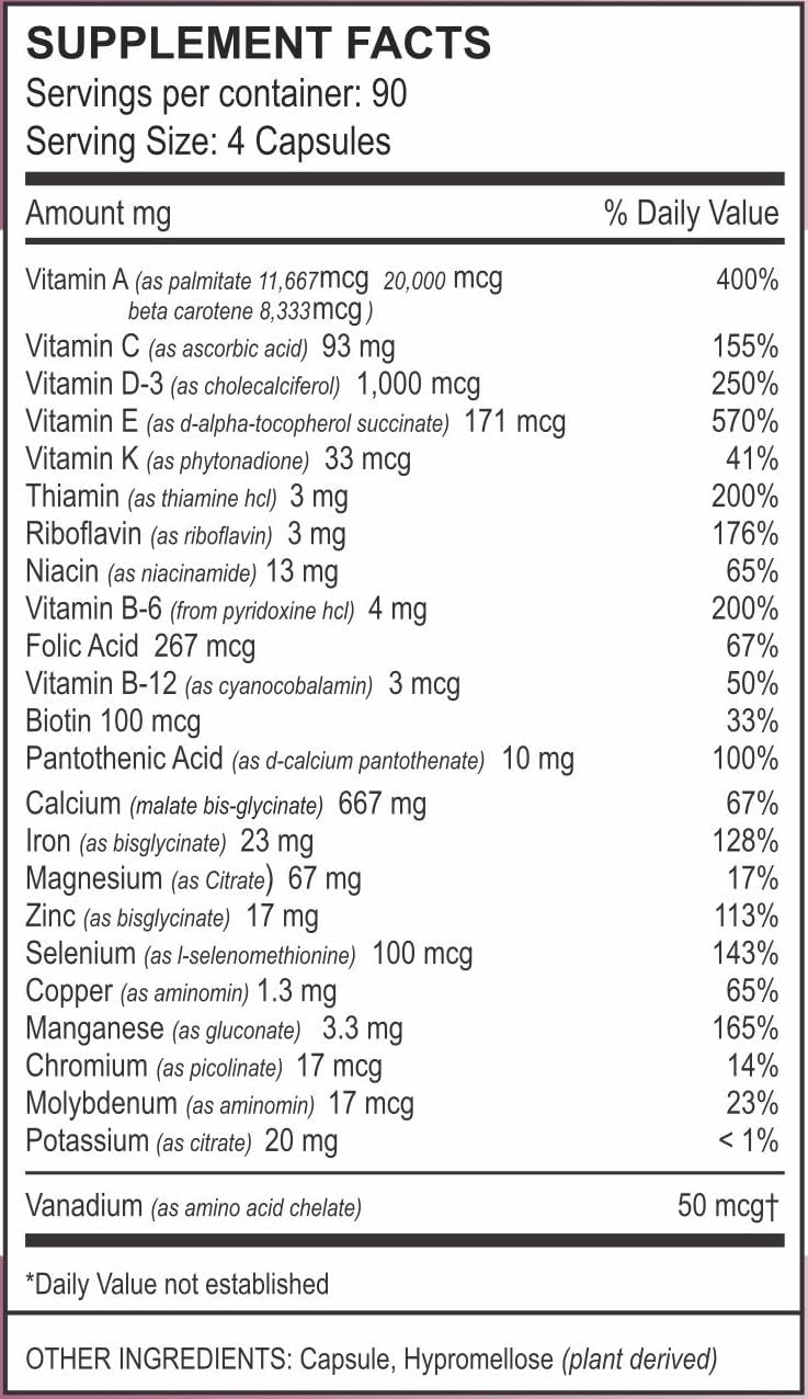 Vita4Life!® Multi-Standard Formula • Complete Vitamin & Mineral Complex • 360 Capsules • Fast-Dissolve Veggie Caps • No Fillers, GMO, Gluten, Dairy • 50+ Nutrients (A-Zinc) - görsel 2