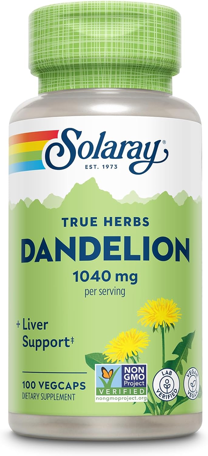 SOLARAY Dandelion Root Supplement – Healthy Liver & Kidney Support – 1,040 mg per Serving – Vegan – Lab Verified – 100 VegCaps - görsel 1