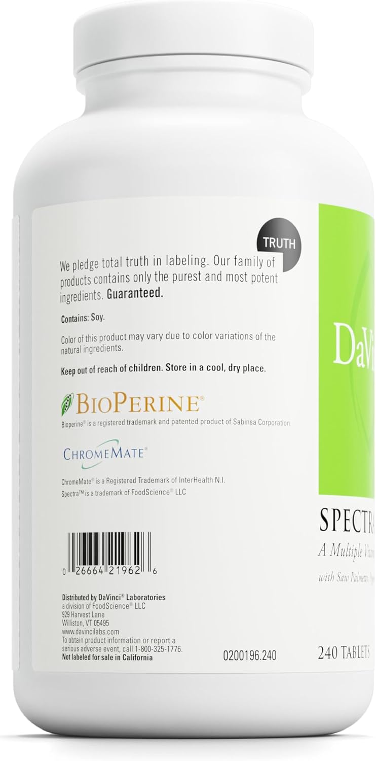 DAVINCI Labs Spectra Man - Dietary Supplement for Men's Health - 240 Tablets - görsel 3