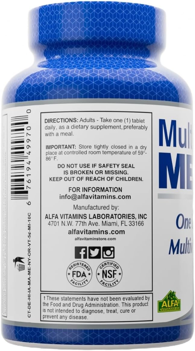 ALFA VITAMINS Multi Men Vitamins Food Supplement with Essential Vitamins & Minerals for Men - Amino Acids + Antioxidants - 100 Tablets - görsel 4