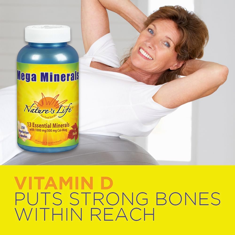 Nature's Life Mega Minerals Complex - Complete Multi Mineral with Vitamin D3 - 250 Vegetarian Capsules - görsel 3