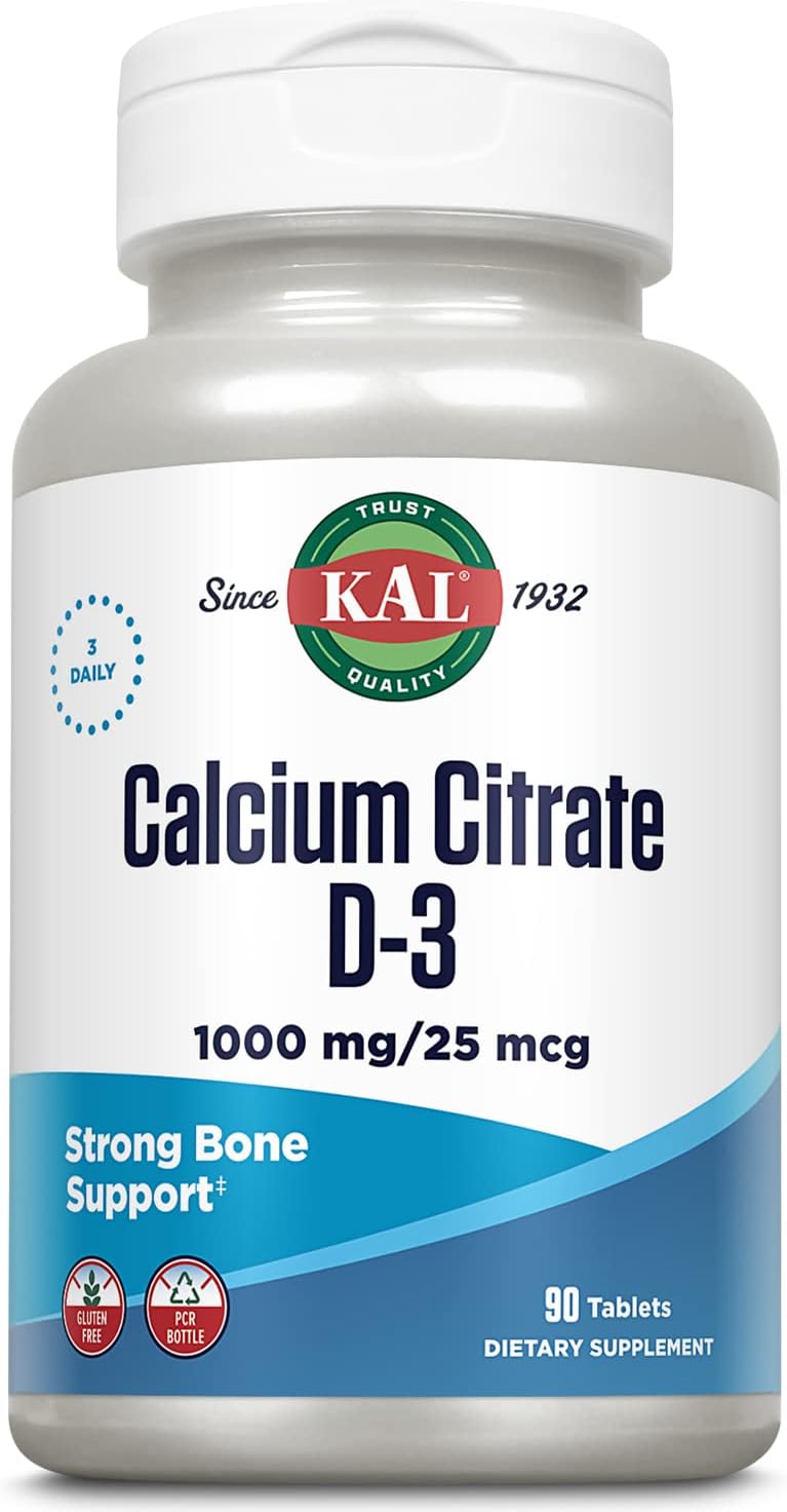 KAL Calcium Citrate with D 1000 IU Tablets - 1000 mg, 90 Tablets - görsel 1