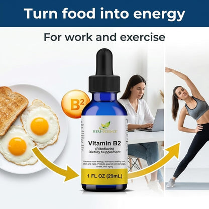 Vitamin B2 (Riboflavin) Liquid Drops – Non-Alcoholic, Vegan, 30 ml