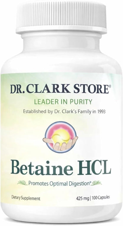 Dr. Clark Betaine HCL Digestive Enzymes - 100 Gelatine Capsules (425 mg)