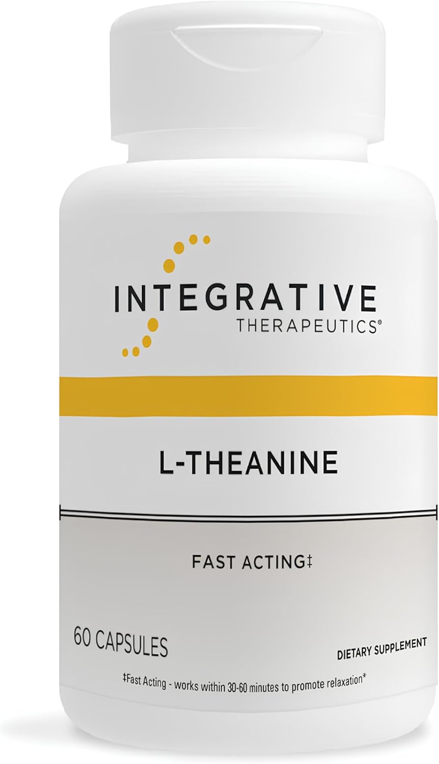 Integrative Therapeutics L-Theanine - Amino Acid Supplement for Stress & Relaxation Support - Vegan, Gluten-Free & Dairy-Free - Third-Party Tested - 60 Capsules - görsel 1