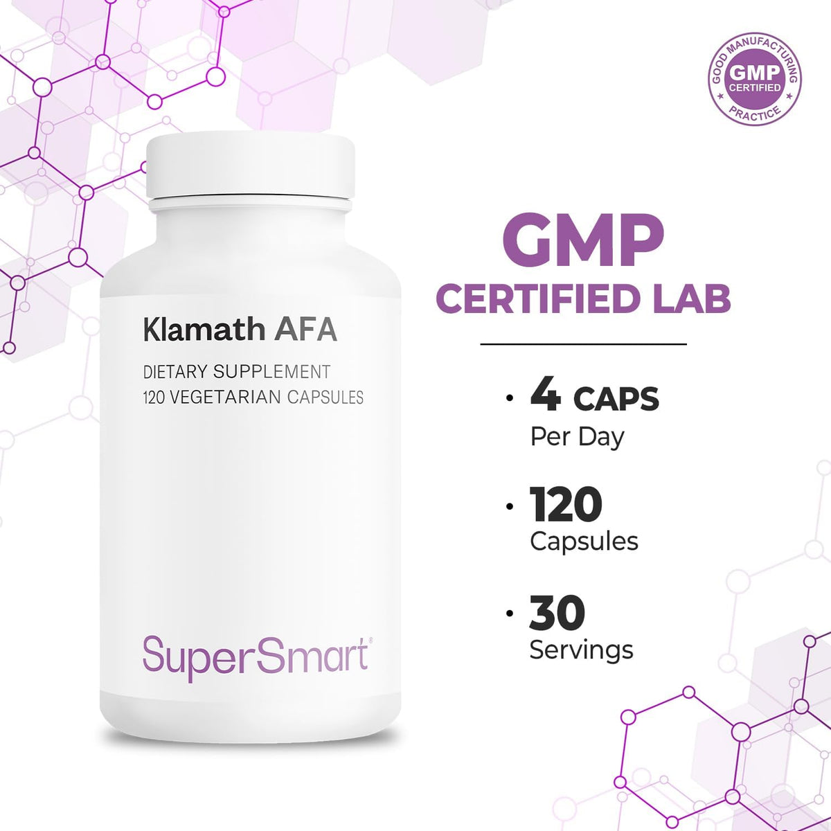 Supersmart AFA Extract 1000 mg per Day (Patented) - Aphanizomenon Flos-Aquae - Blue-Green Algae Supplement | Non-GMO & Gluten-Free - 120 Vegetarian Capsules - görsel 5