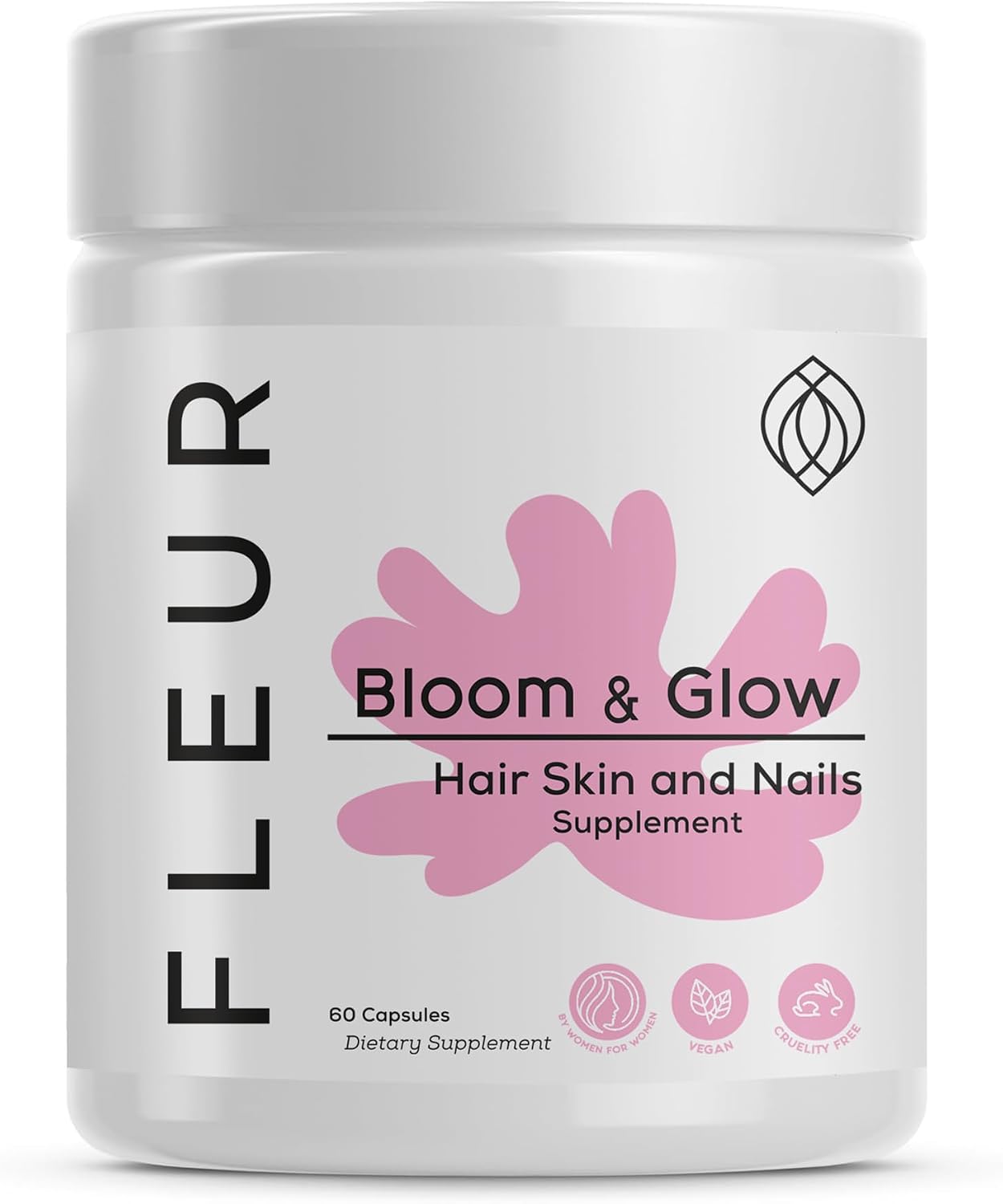 FLEUR Bloom & Glow Hair, Skin and Nails Gummies, Hair Growth Supplement with Biotin & Inositol, Antioxidant-Rich Vitamins A, C & E for Skin and Nail Repair, Sugar-Free, 60 Vegan Gummies - görsel 1